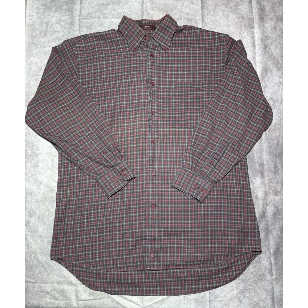 Nordstrom Men's Flann Shirt Mens M Red Black Plaid Long Sleeve Button Up Cotton
